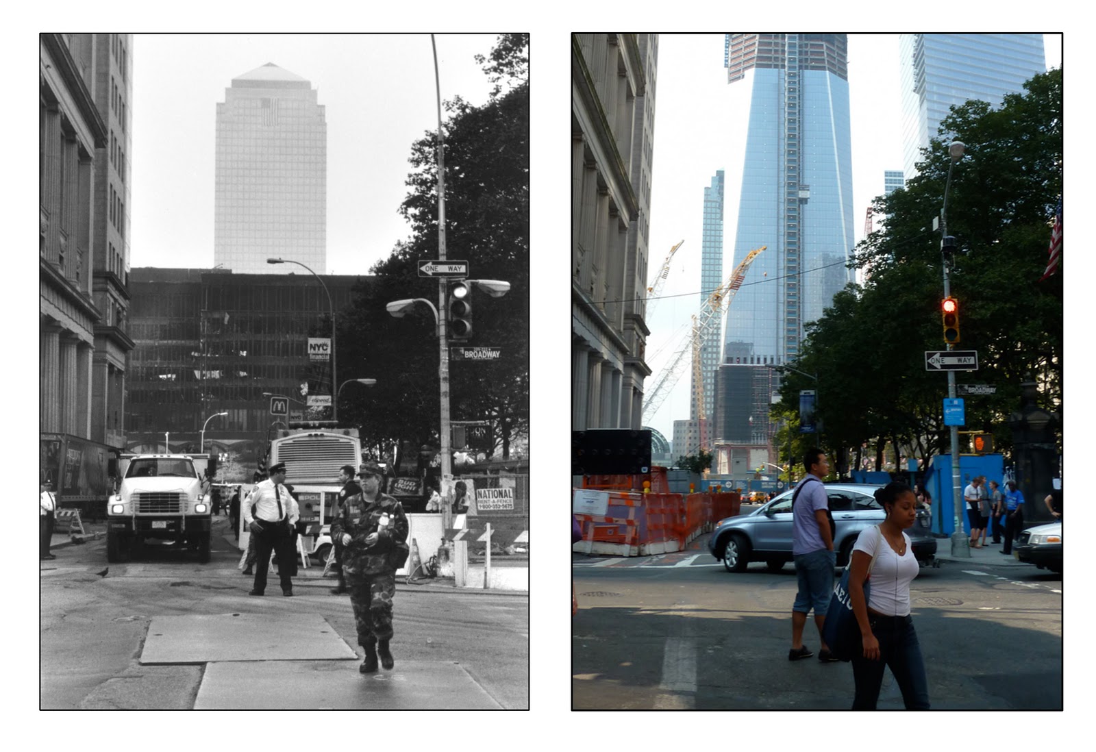 World Trade Center in 2001 and 2011